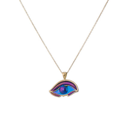 Eye Pendant Necklace in 18k Gold with Titanium