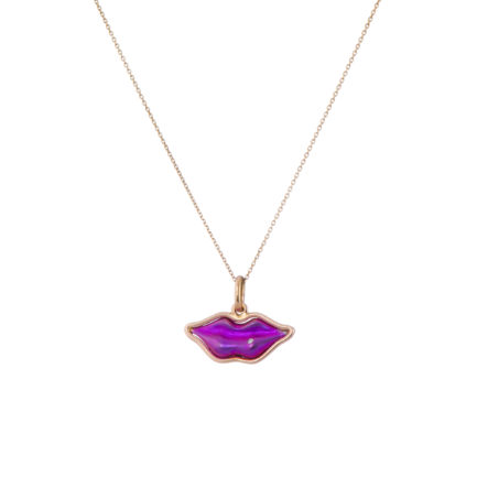 Kiss me Lips Pendant Necklace in 18k Gold and Pink Titanium