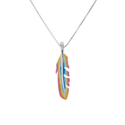 Colorful Titanium Feather Pendant with White 18k Gold  eBay