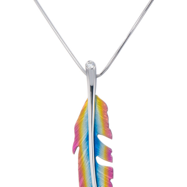 Colorful Titanium Feather Pendant with White 18k Gold  eBay - Image 2