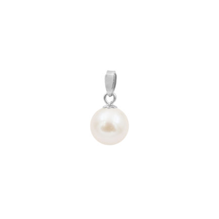 White Japanese 7.5-8mm Akoya Cultured Pearl Solitaire Necklace Pendant