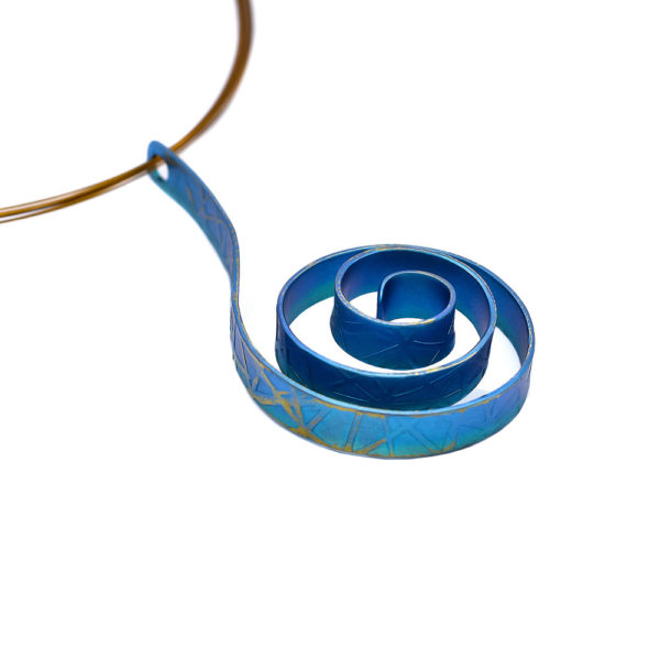 Spiral Pendant Made of Anodized Titanium