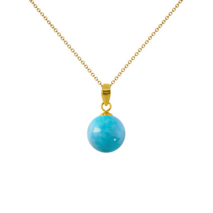 18k Yellow Gold Pendant and Turquoise 10mm
