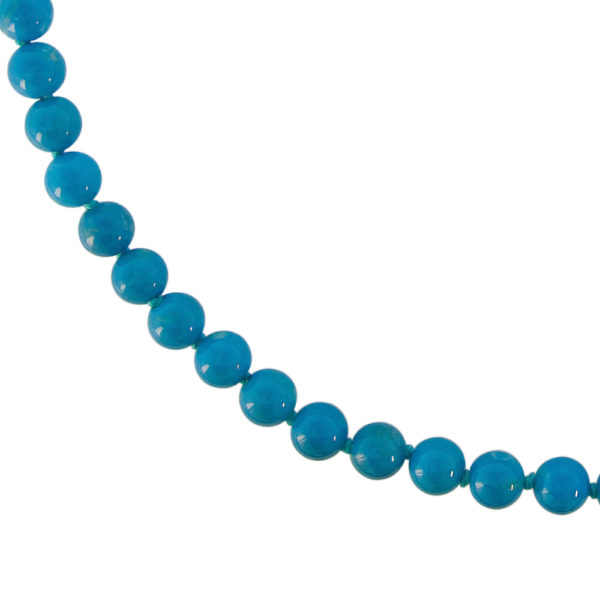 Turquoise 8mm Bead Station Necklace in 14k Yellow Gold - Image 2