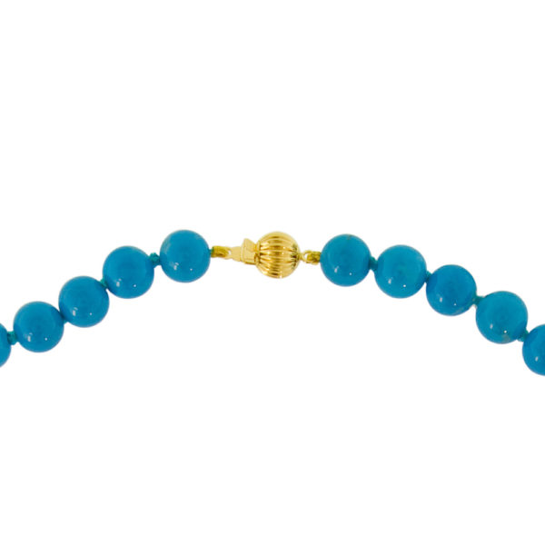 Turquoise 8mm Bead Station Necklace in 14k Yellow Gold - Image 3