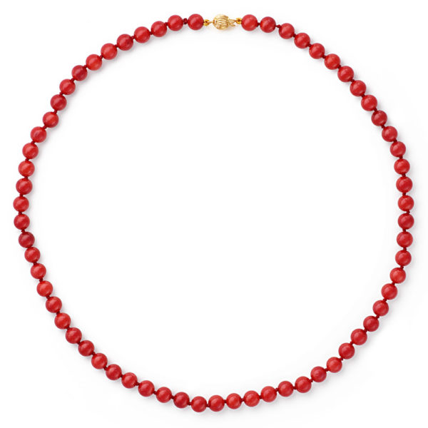 Red Coral Beads 6mm Necklaces in k14 Gold Clasp