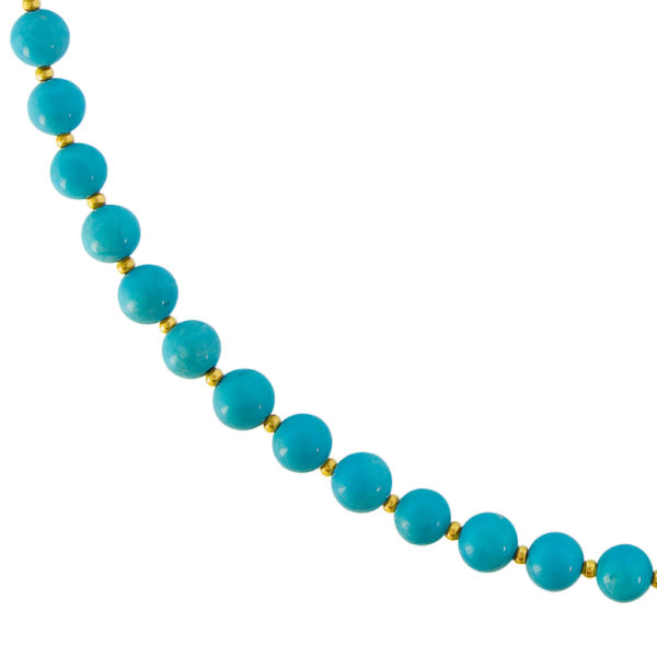 6mm Turquoise Bead Station Necklace in 14ktYellow Gold - Image 2