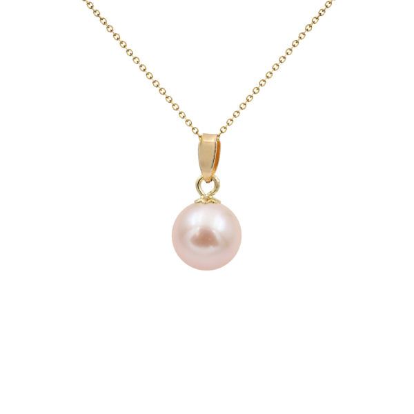 Set Akoya Pearl Japan 7.5-8mm AAAA Light Pink Round 14k Gold - Image 2