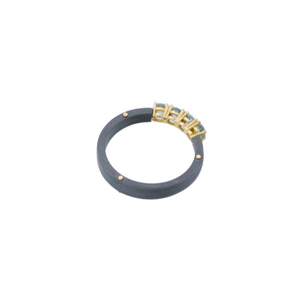 Aquamarine Four Stone Titanium Ring in 18k Gold - Image 2