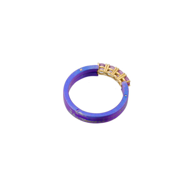 Pink Sapphire Four Stone Titanium Ring in 18k Gold - Image 2