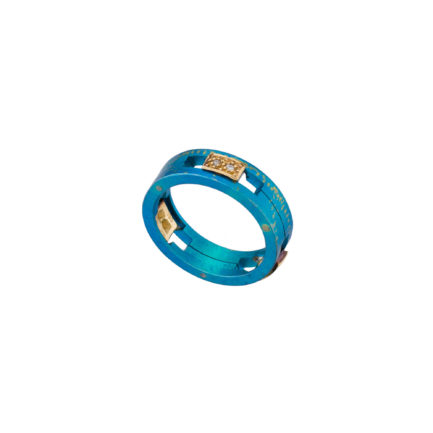 6mm Diamonds Engagement Ring Titanium and Gold Wedding Ring 18k