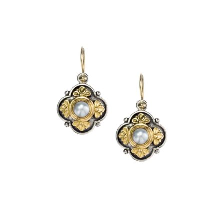 Byzantine Flower Earrings for Women’s Yellow Gold k18 and Sterling Silver 925