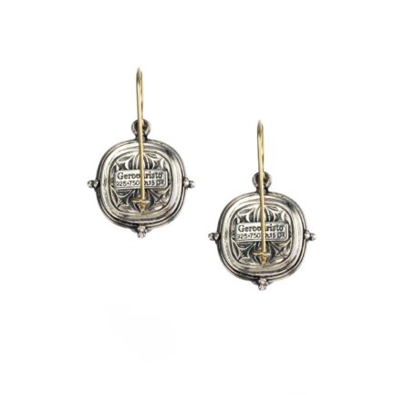 Square Drop Earrings for Women’s 18k Yellow Gold and Sterling Silver 925
