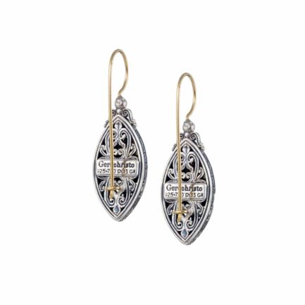 Mediterranean Marquise Earrings for Women’s 18k Yellow Gold and Sterling Silver 925