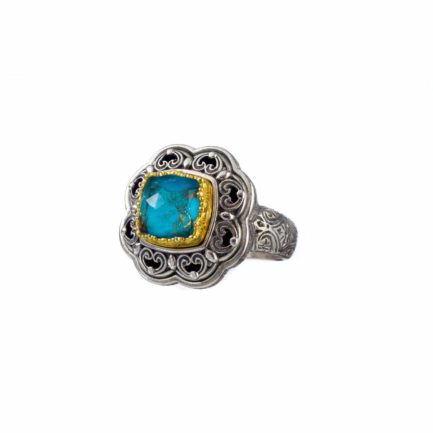 Square Color Ring Sterling Silver 925 with Gold Plated parts
