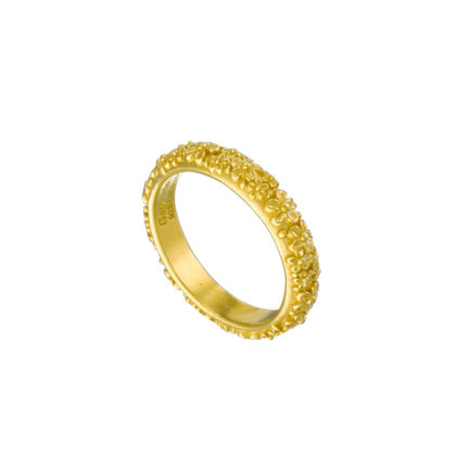 Flower Band Ring 4mm for Men’s Sterling Silver 925 Gold Plated