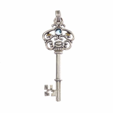 Key Pendant for Ladies in 18k Yellow Gold and Silver 925