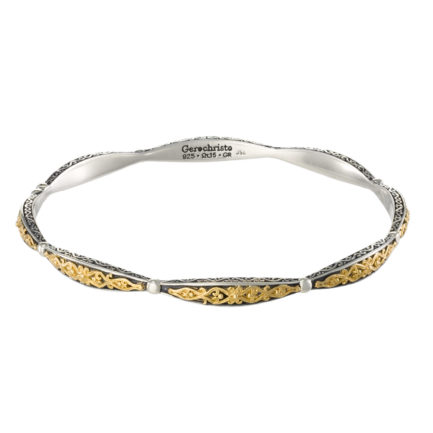 Bangle Byzantine Bracelet for Women’s 18k Yellow Gold and Silver 925