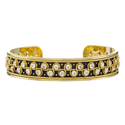 Byzantine Cuff Bracelet Diamonds in k18 Yellow Solid Gold