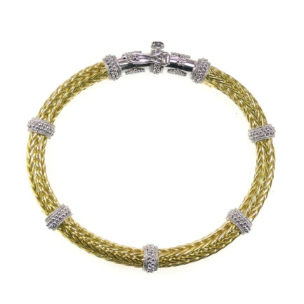 Handmade Chain 0.5mm Byzantine Bracelet Two Tone k18 Gold