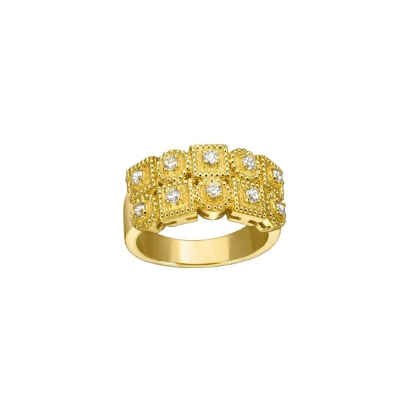 Double row Diamond Band Ring in 18k Yellow Gold - Image 2