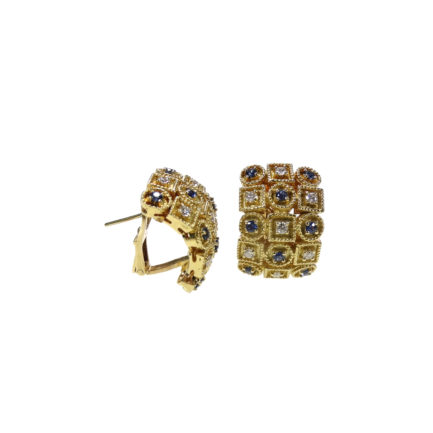 Half Hoop Earrings Byzantine 18k Yellow Solid Gold