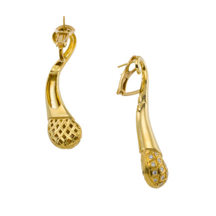 Drop Earrings with Diamonds in 18k Yellow Gold