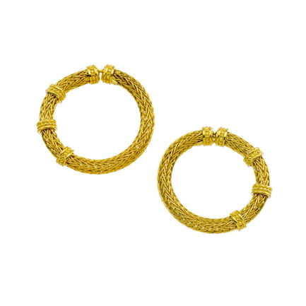 Byzantine Chain Hoop Earrings 4mm in 18k Yellow Gold
