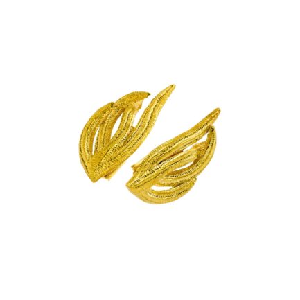 Handmade Feather Earrings in18k Yellow Solid Gold