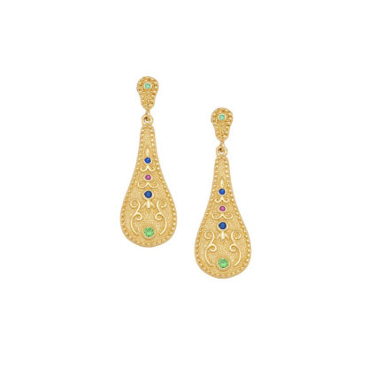 Byzantine Teardrop Earrings in k14 yellow