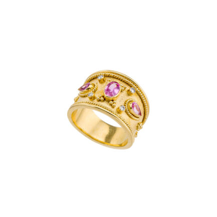 Handmade Gold Ring with Sapphires R152214-k