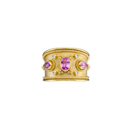 Handmade Gold Ring with Sapphires R152214-k a