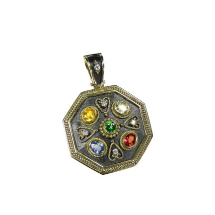 Multi Colored Stones Byzantine Pendant N152591-k