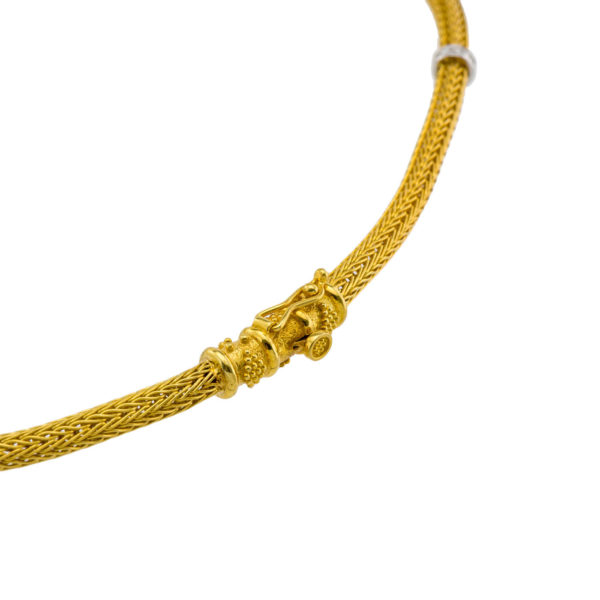 Byzantine Chain Necklace Two Tones k18 Gold Diamonds - Image 4