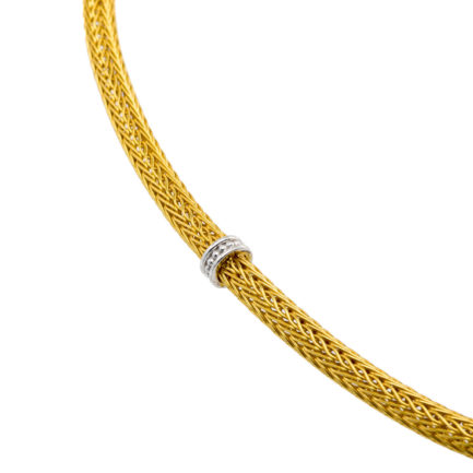 Byzantine Chain 0.4mm Necklace Two Tones k18 Yellow Gold