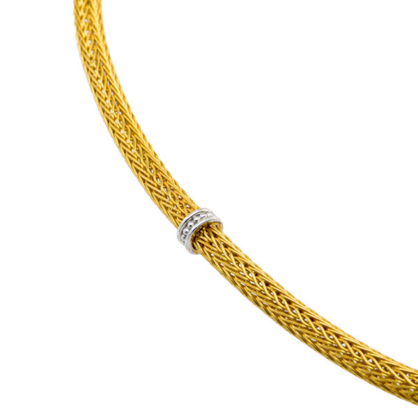 Byzantine Chain 0.4mm Necklace Two Tones k18 Yellow Gold - Image 2