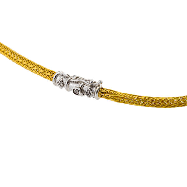 Byzantine Chain 0.4mm Necklace Two Tones k18 Yellow Gold - Image 3