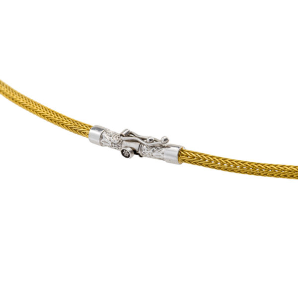 Byzantine Thin Chain 0.3mm Necklace Two Tones k18 Yellow Gold - Image 3