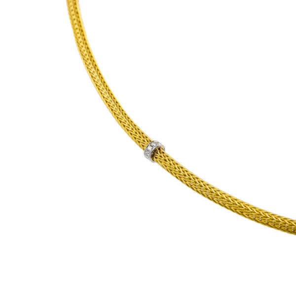 Byzantine Thin Chain 0.3mm Necklace Two Tones k18 Yellow Gold - Image 2