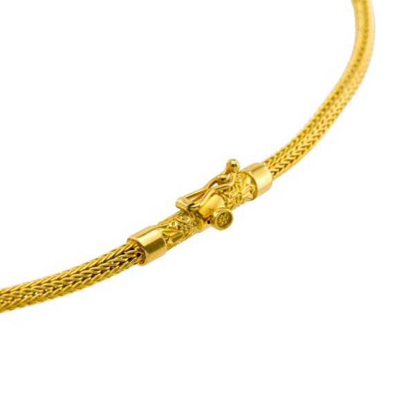 Byzantine Thin Chain 0.3mm Necklace Two Tones k18 Yellow Gold - Image 3