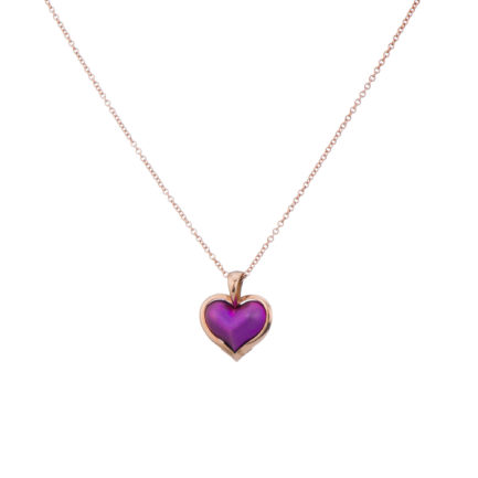 Heart Pendant Necklace in 18k Gold with Pink Titanium