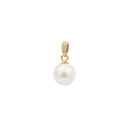 White Japanese 7.5-8mm Akoya Cultured Pearl Solitaire Necklace Pendant
