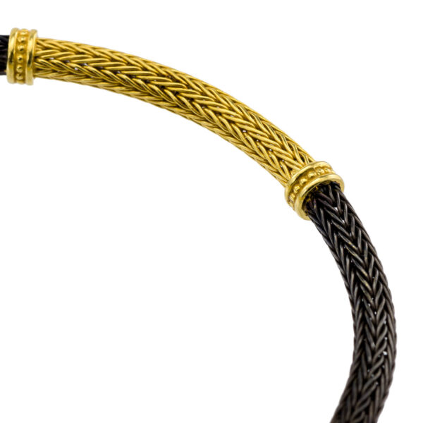 Oxidized Chain 0.35mm Bracelet in k18 Gold B152652-k a