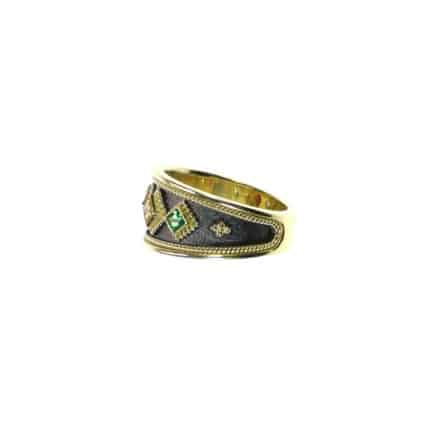 Multicolor Sapphire Band Ring 18k Yellow Gold R152599-k