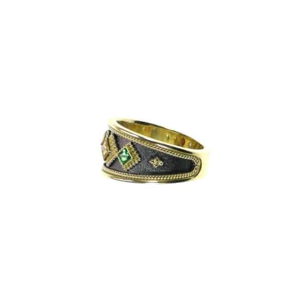 Multicolor Sapphire Band Ring 18k Yellow Gold - Image 2