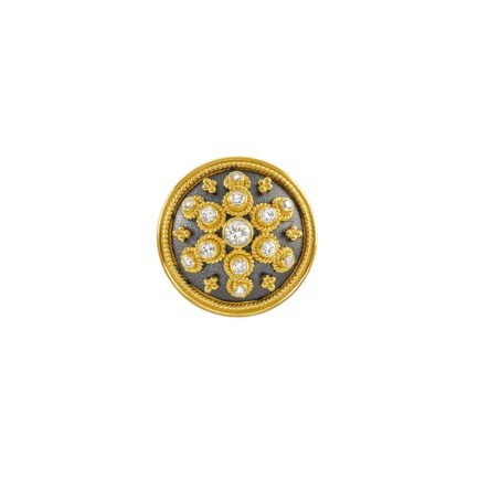 Diamonds Byzantine Round Ring 18k yellow Solid Gold