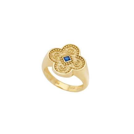 Byzantine Cross Band Ring in 14k Yellow Gold