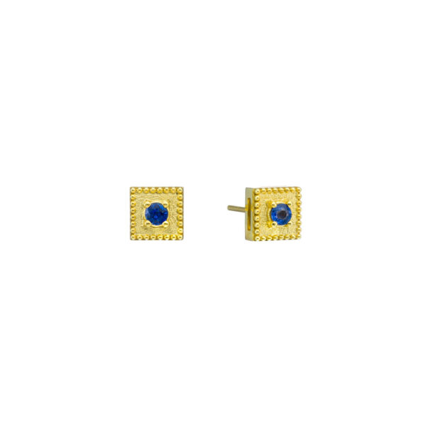 Sapphire Solitaire Square Stud Earrings E152814-k