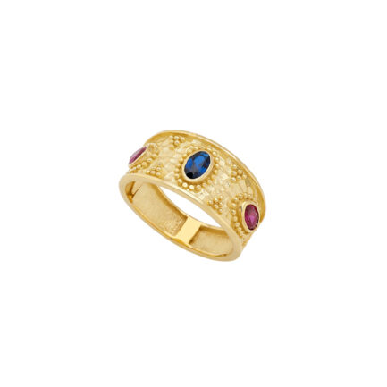 Triple Stone Byzantine Band Ring R153167-A