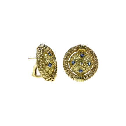 Round Cable Earrings Byzantine Handmade 18k Solid Gold